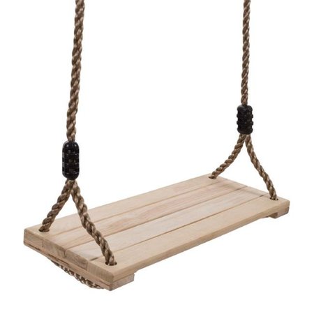 HEY PLAY Hey! Play! 80-SA-062 Wooden Swing  Outdoor Flat Bench Seat with Adjustable Nylon Hanging Rope for Kids Playset Frame or Tree  Backyard Swinging Toy  Brown 80-SA-062